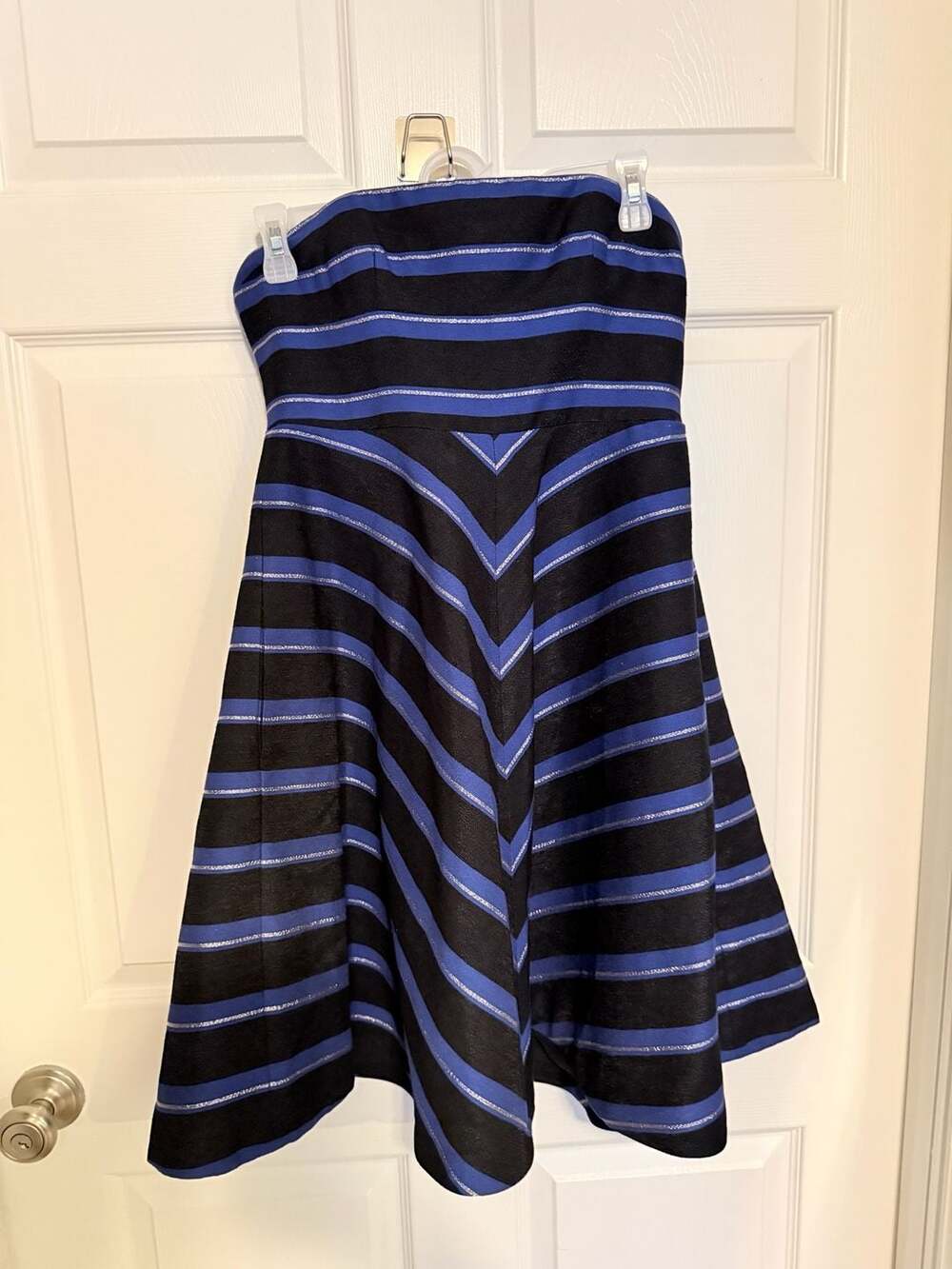 Halston Heritage Strapless Chevron Stripe Fit and Flare Dress Size 2